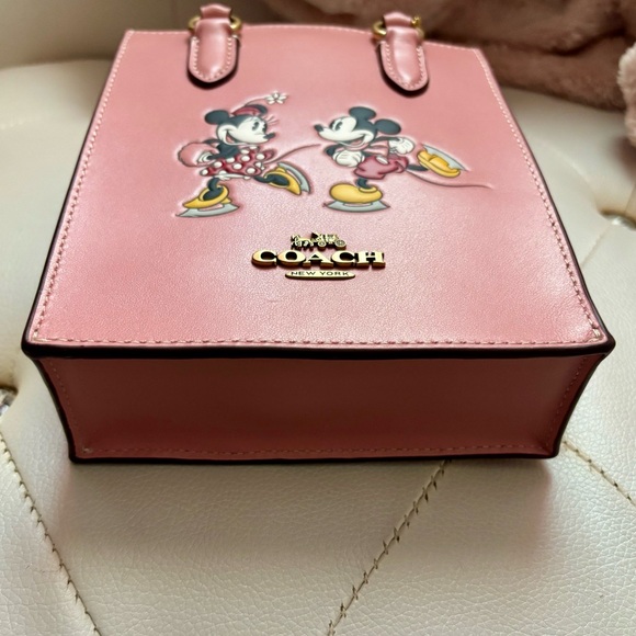 NEW Disney X Coach Blush Multi Leather Mini Tote Ice Skate Motif Mickey & Minnie - Picture 6 of 16